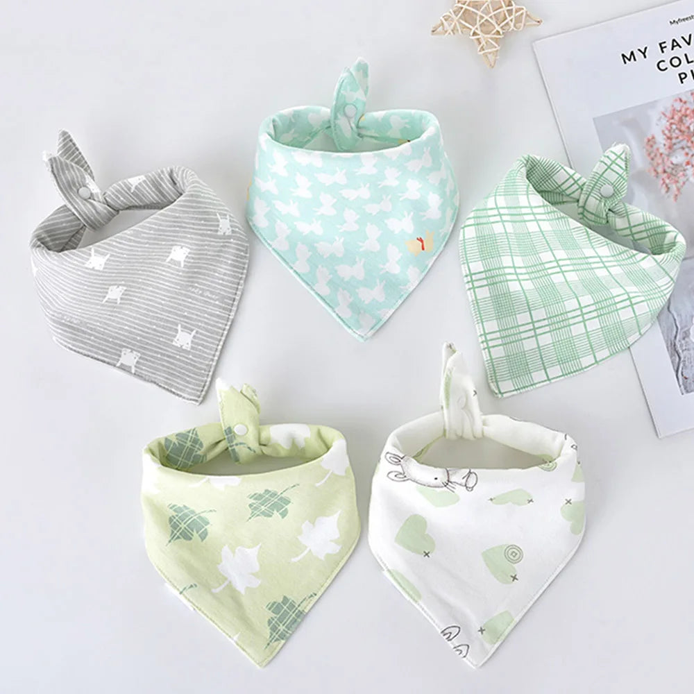 5-Pack Baby Bandana Bibs Cartoon Print Cotton Triangle