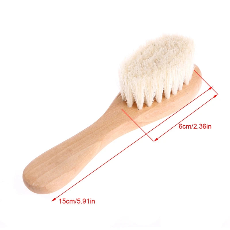 Baby Hairbrush & Scalp Massager – Soft Wooden Handle Newborn Comb
