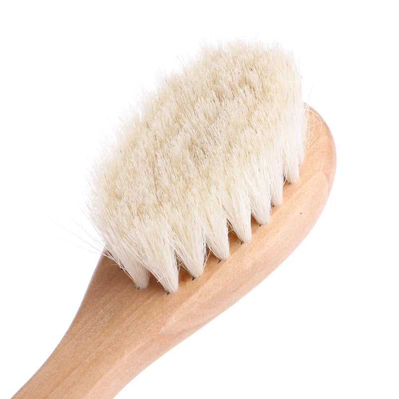Baby Hairbrush & Scalp Massager – Soft Wooden Handle Newborn Comb