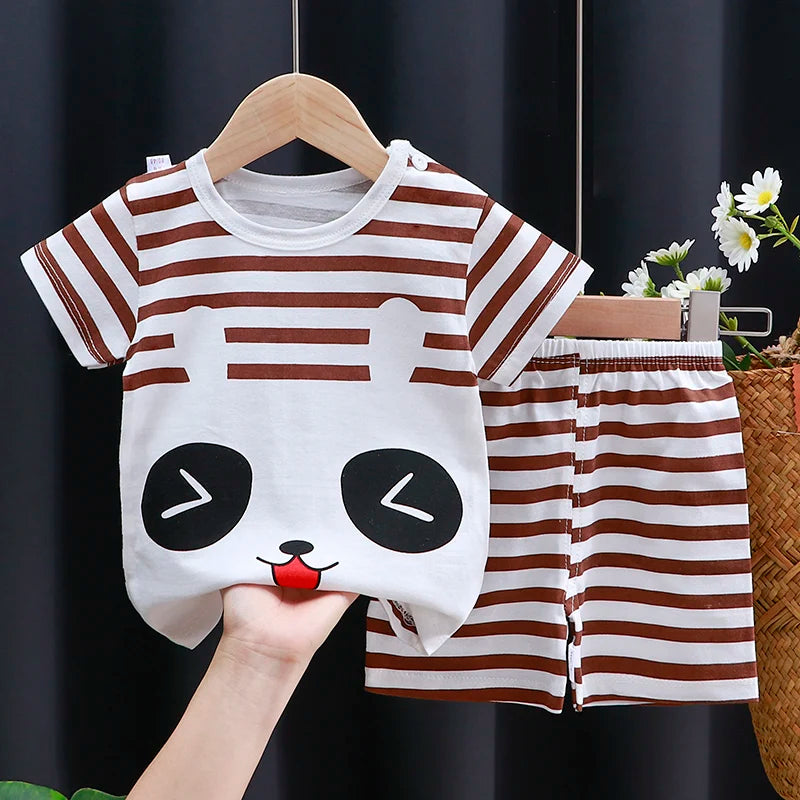 Kids Cotton Cartoon T-Shirt & Shorts Summer Clothing Set