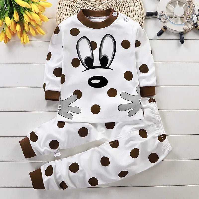 Kids Cotton Autumn Winter Clothing Pants Sleepwear Set Christmas