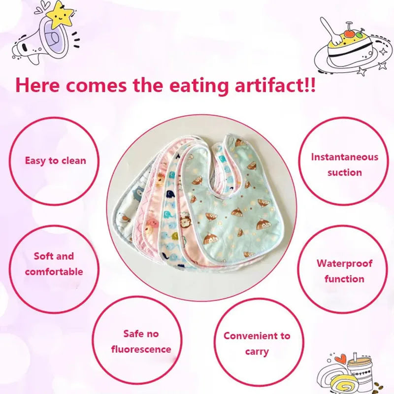 Baby Cartoon Snap Waterproof Crystal Velvet Bib Saliva Towel