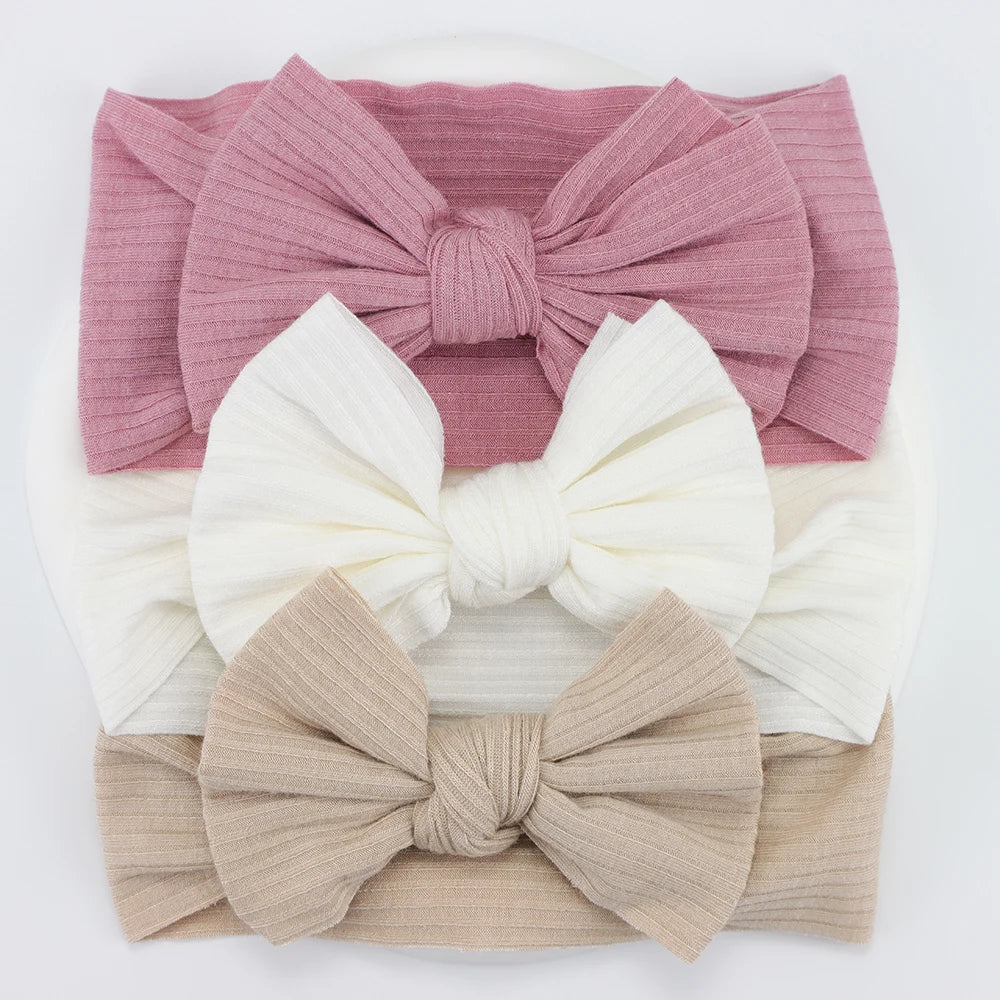 3-Pack Baby Girl Bow Headbands Elastic Turban Hair Accessories