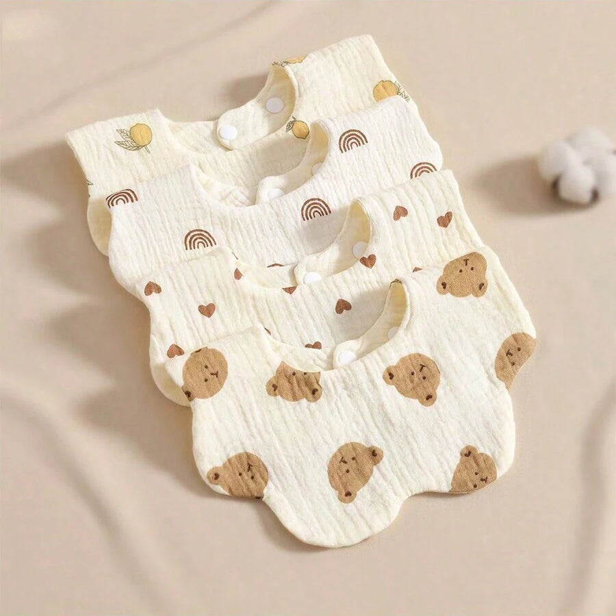 4-Pack Ultra-Soft Baby Bibs with Snap Button | Ages 0-3