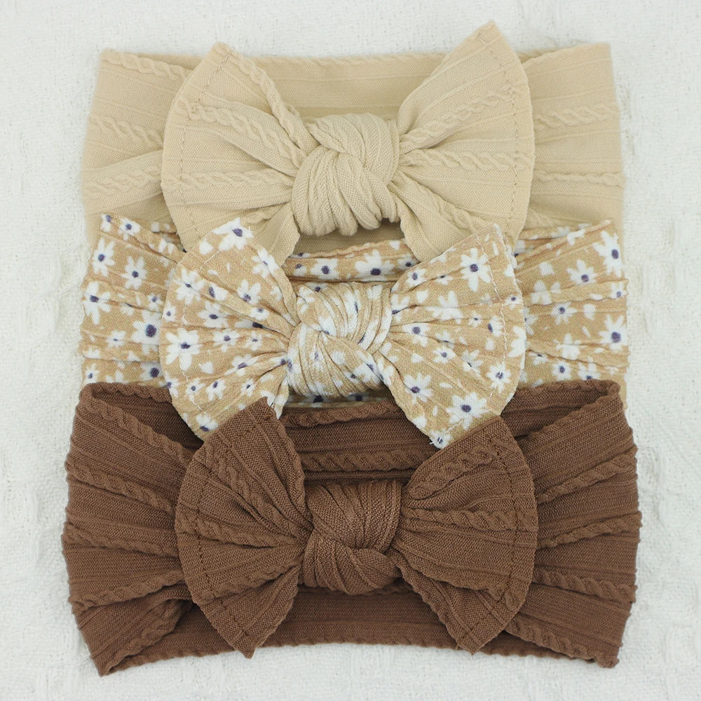 3-Pack Baby Girl Bow Headbands Elastic Turban Hair Accessories