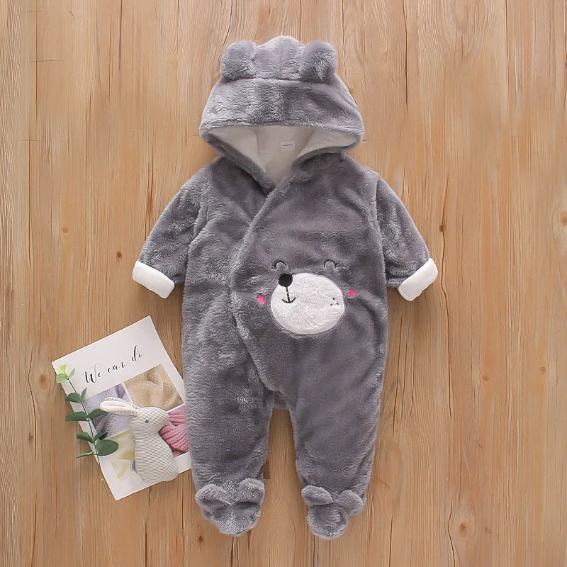 Baby Warm Plush Cartoon Dog Rabbit Crawling Suit 0-2 Years