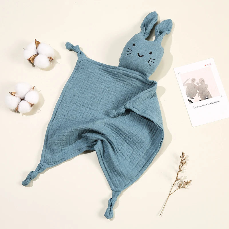 Baby Cotton Muslin Comfort Blanket with Cute Cat Doll