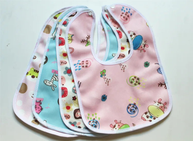 Baby Cartoon Snap Waterproof Crystal Velvet Bib Saliva Towel
