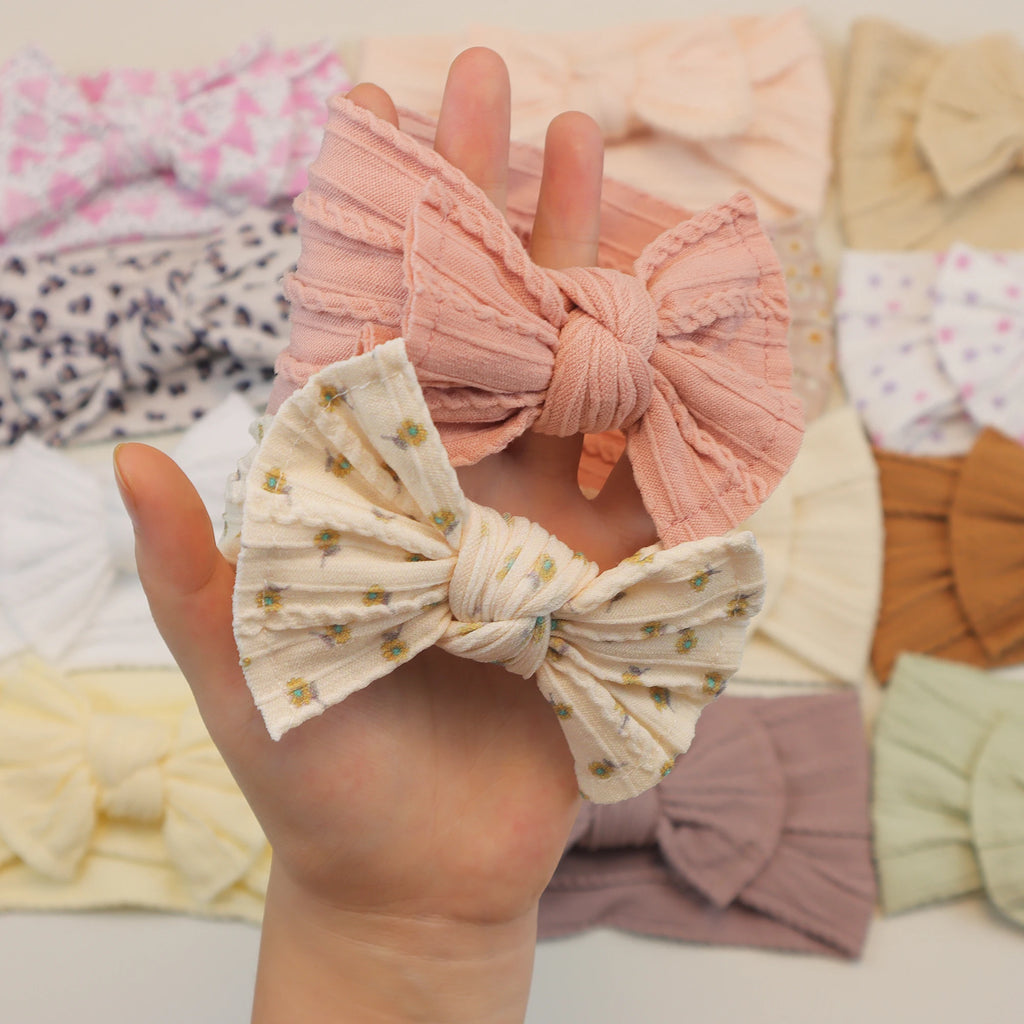 3-Pack Baby Girl Bow Headbands Elastic Turban Hair Accessories