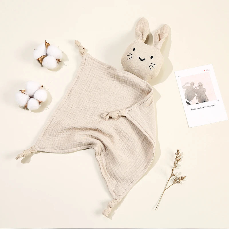 Baby Cotton Muslin Comfort Blanket with Cute Cat Doll