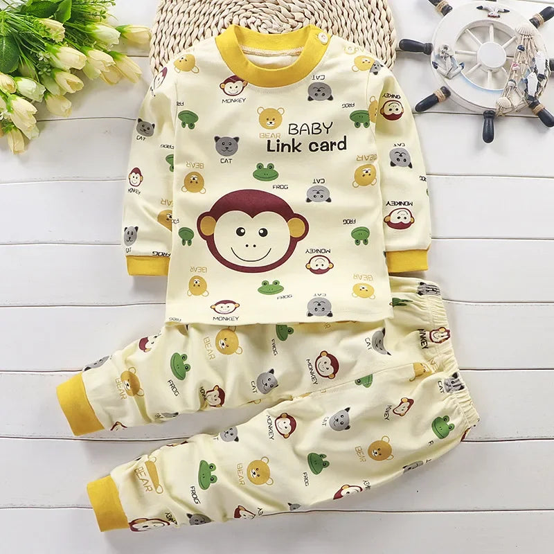 Kids Cotton Autumn Winter Clothing Pants Sleepwear Set Christmas