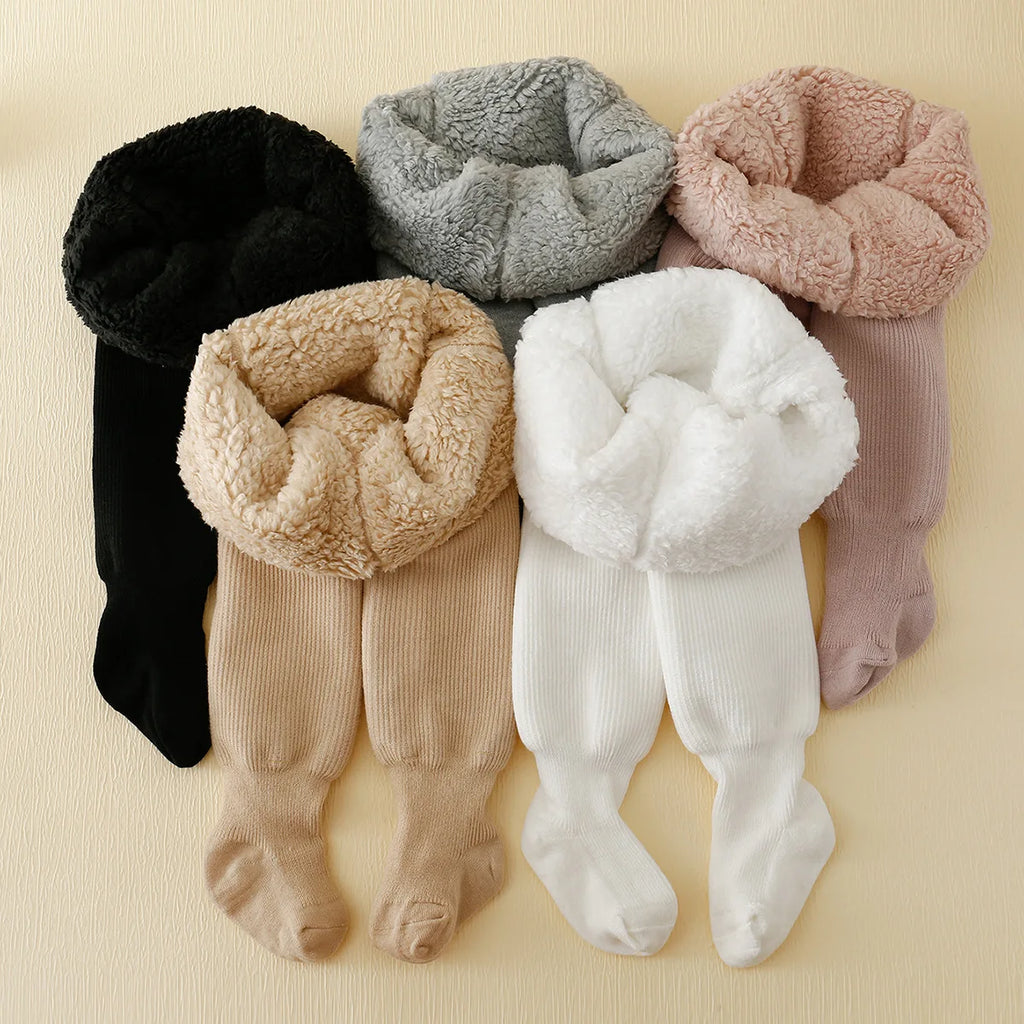 Baby Girls Polar Fleece Striped Warm Leggings Tights Winter