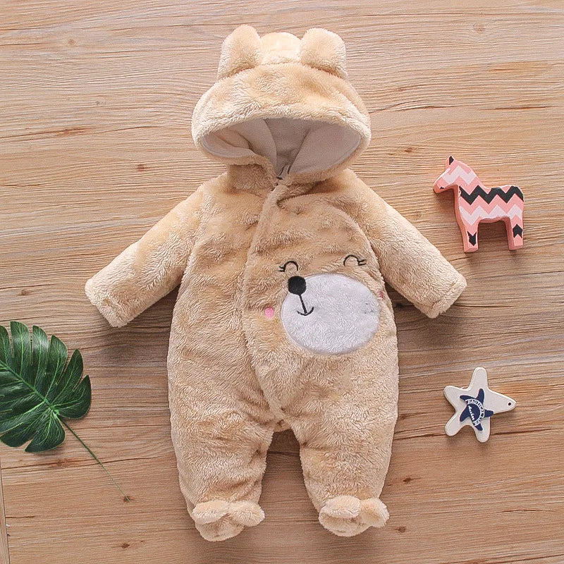 Baby Warm Plush Cartoon Dog Rabbit Crawling Suit 0-2 Years