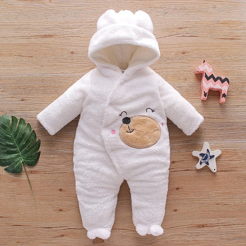 Baby Warm Plush Cartoon Dog Rabbit Crawling Suit 0-2 Years