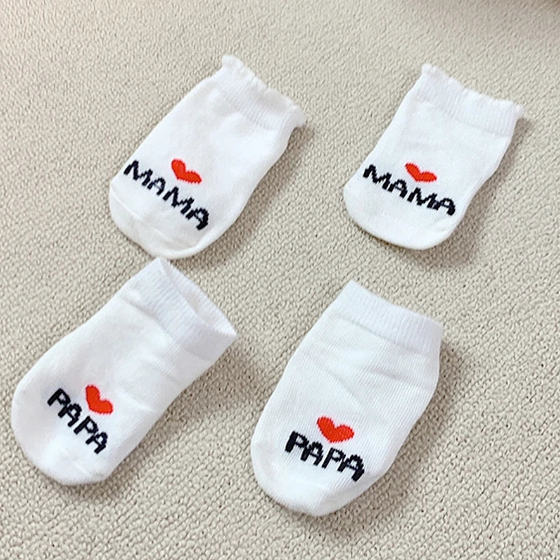 2-Pack Newborn Baby Cotton Crew Socks I Love Mama Papa