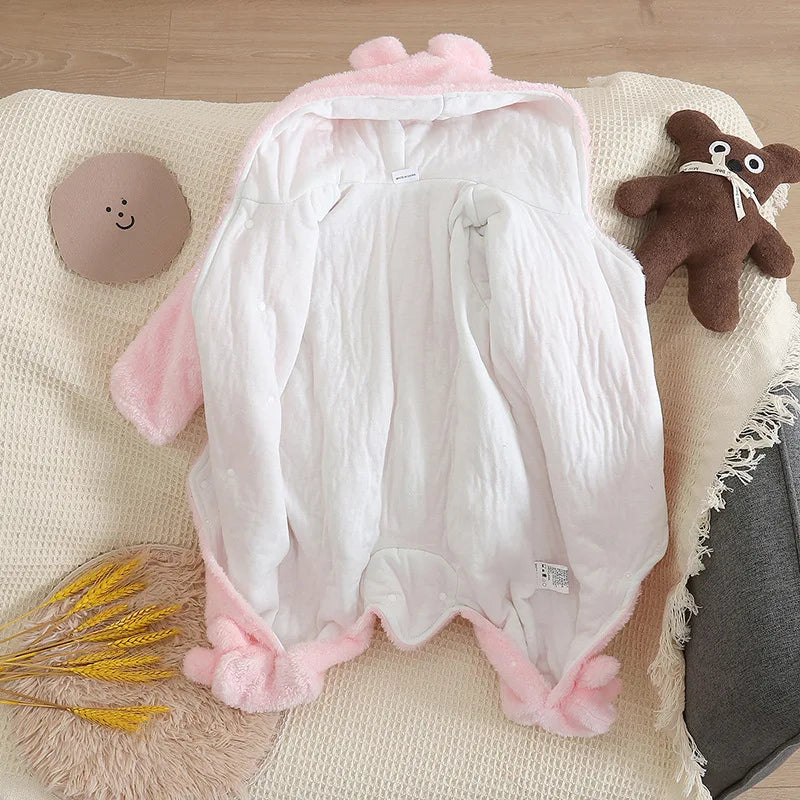 Baby Warm Plush Cartoon Dog Rabbit Crawling Suit 0-2 Years