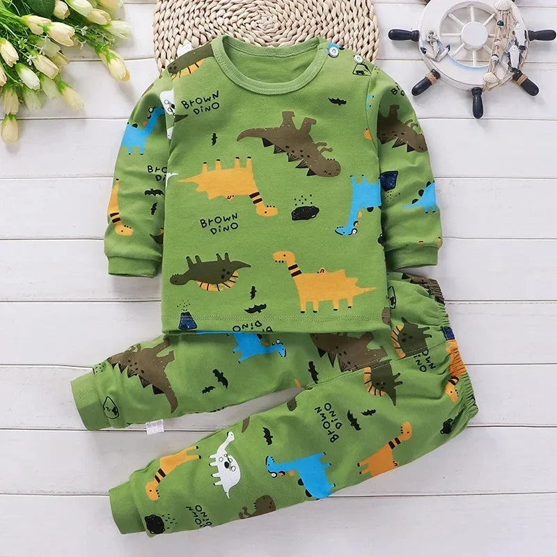 Kids Cotton Autumn Winter Clothing Pants Sleepwear Set Christmas