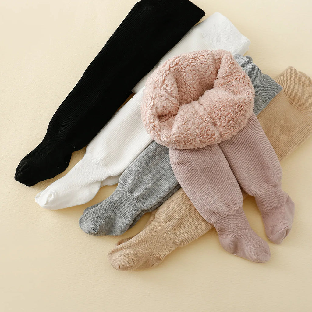 Baby Girls Polar Fleece Striped Warm Leggings Tights Winter