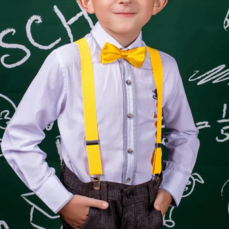 Kids Colorful Suspenders & Bow Tie Set