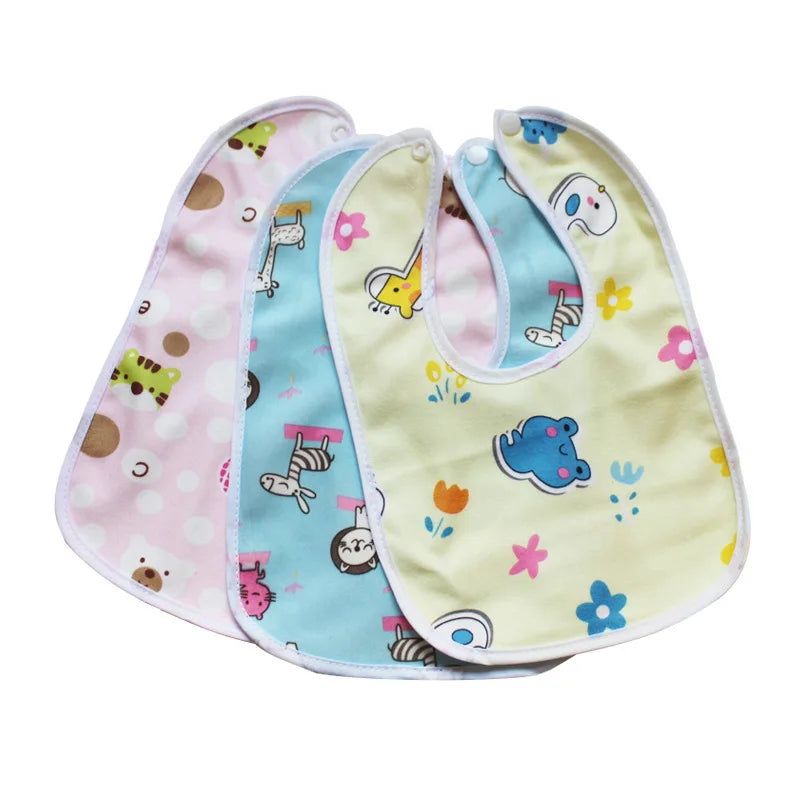 Baby Cartoon Snap Waterproof Crystal Velvet Bib Saliva Towel