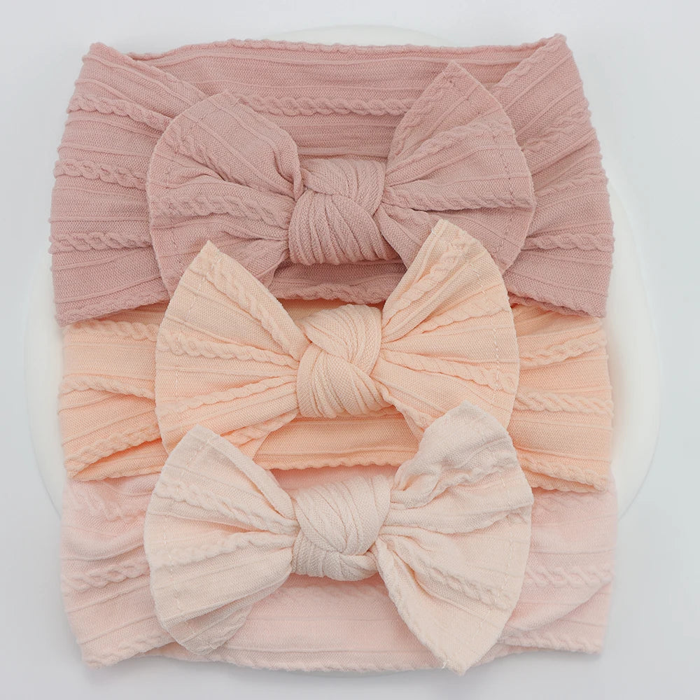 3-Pack Baby Girl Bow Headbands Elastic Turban Hair Accessories
