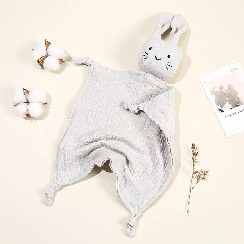 Baby Cotton Muslin Comfort Blanket with Cute Cat Doll