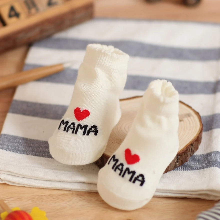 2-Pack Newborn Baby Cotton Crew Socks I Love Mama Papa