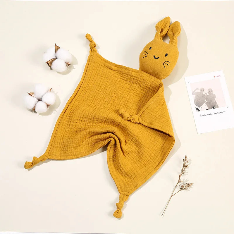 Baby Cotton Muslin Comfort Blanket with Cute Cat Doll