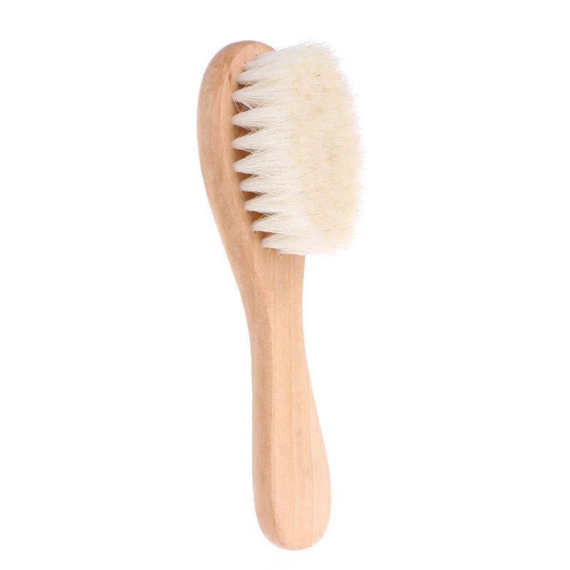Baby Hairbrush & Scalp Massager – Soft Wooden Handle Newborn Comb