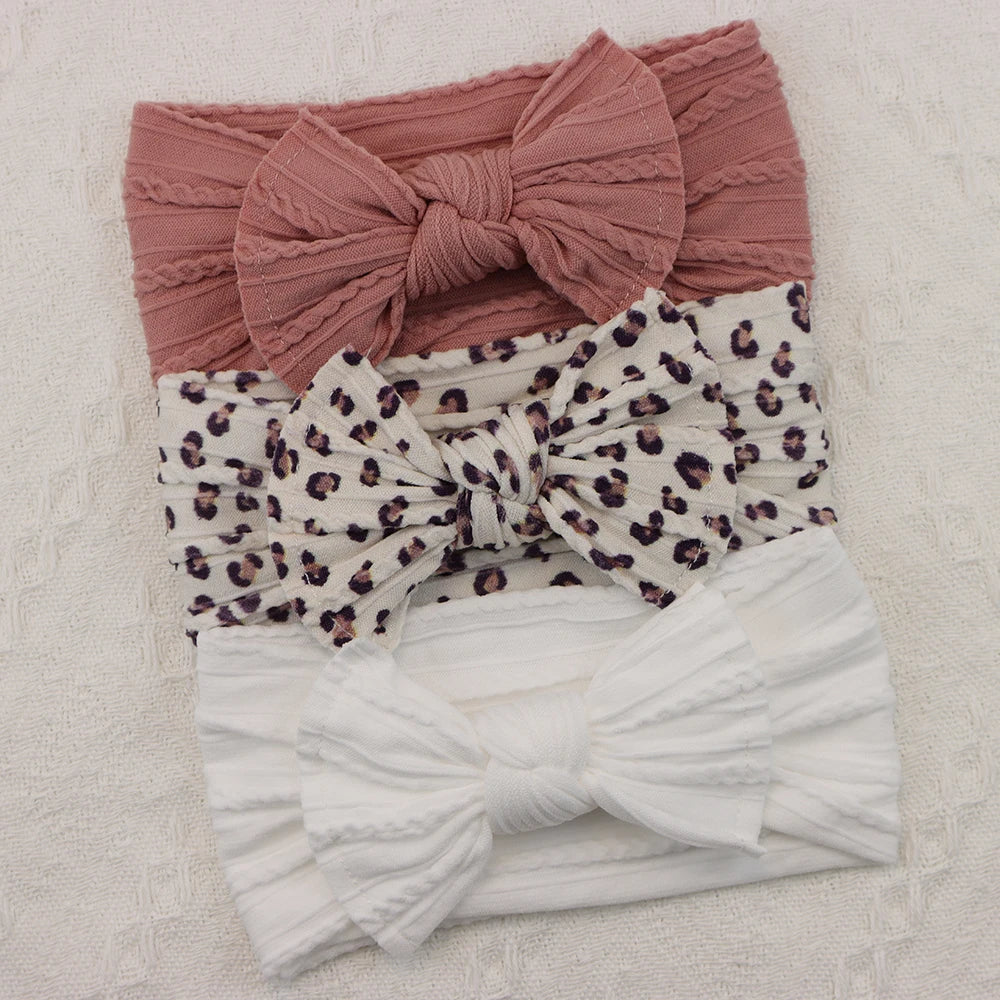 3-Pack Baby Girl Bow Headbands Elastic Turban Hair Accessories