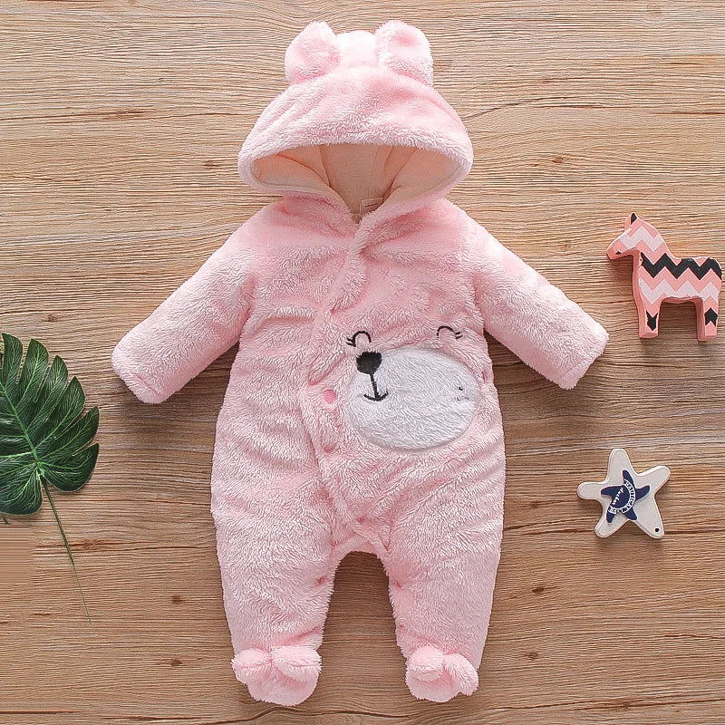 Baby Warm Plush Cartoon Dog Rabbit Crawling Suit 0-2 Years