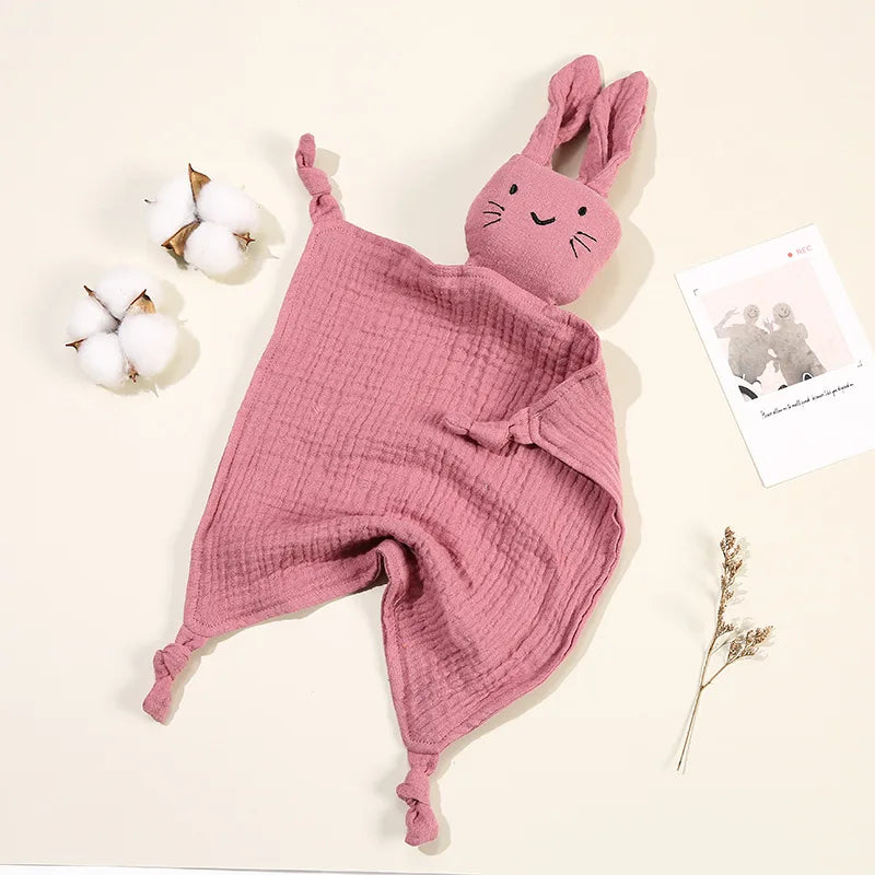 Baby Cotton Muslin Comfort Blanket with Cute Cat Doll