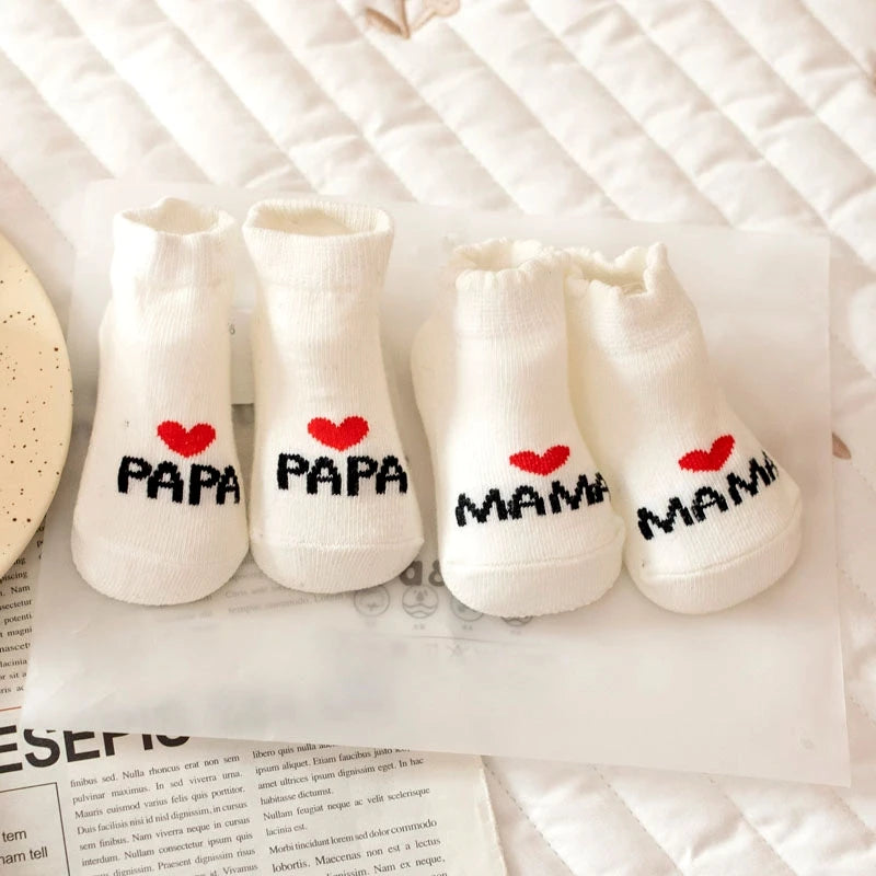 2-Pack Newborn Baby Cotton Crew Socks I Love Mama Papa