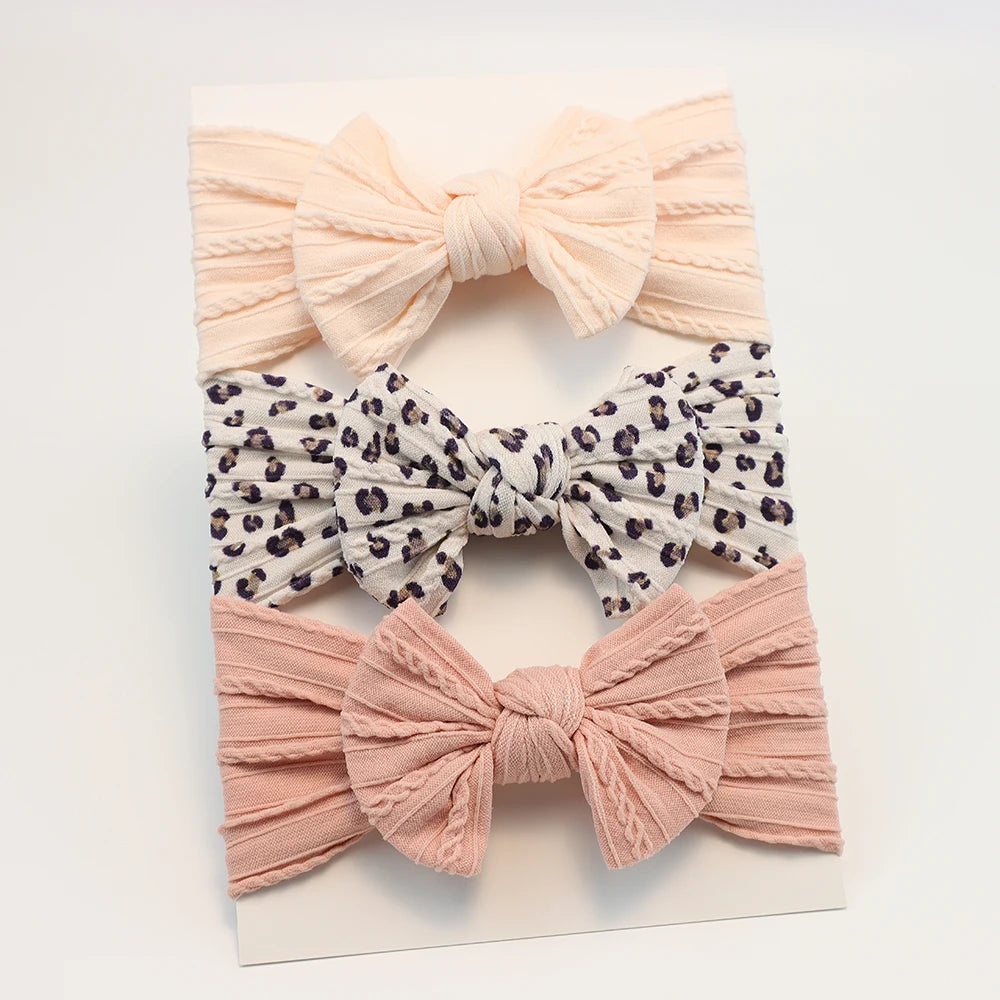 3-Pack Baby Girl Bow Headbands Elastic Turban Hair Accessories