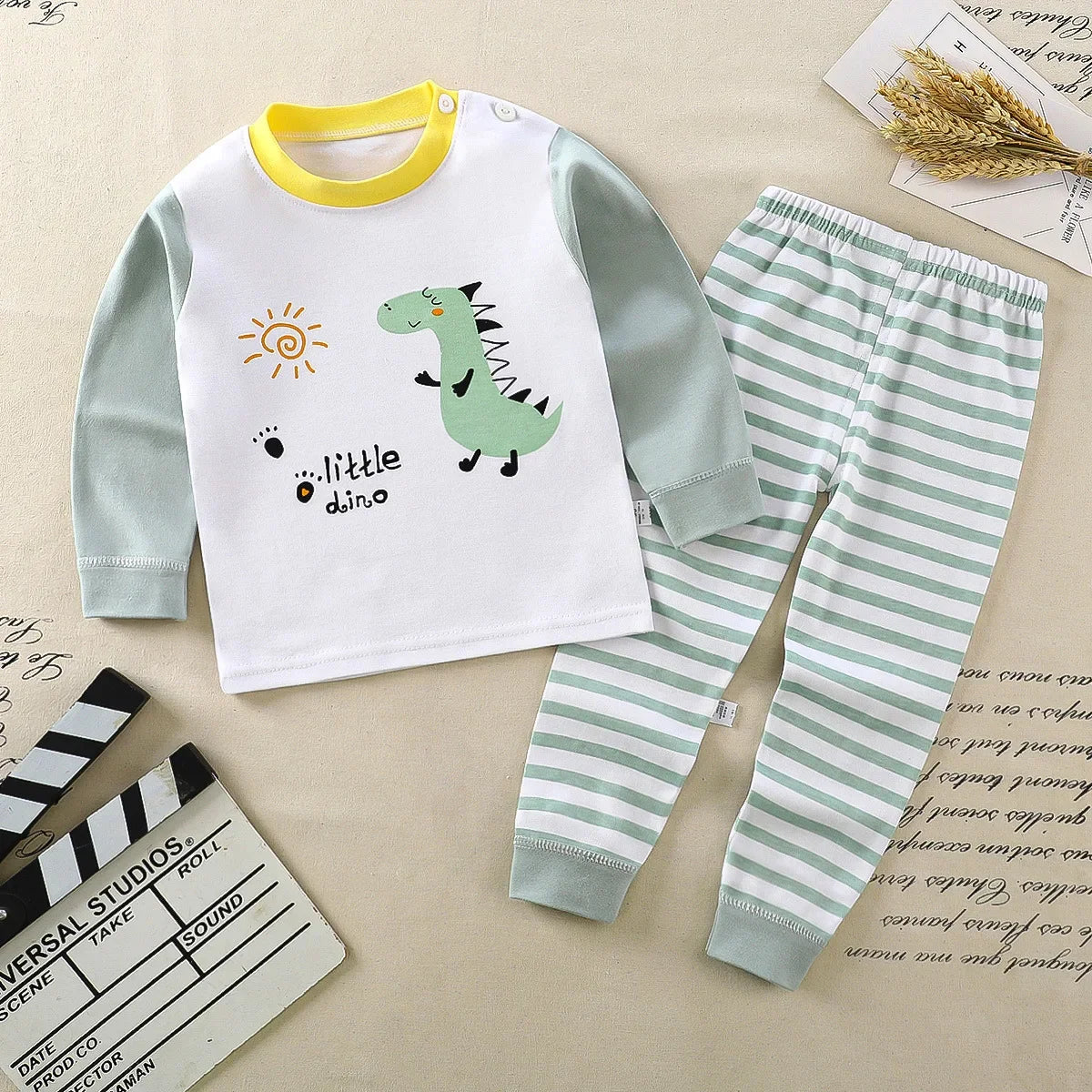Kids Cotton Autumn Winter Clothing Pants Sleepwear Set Christmas