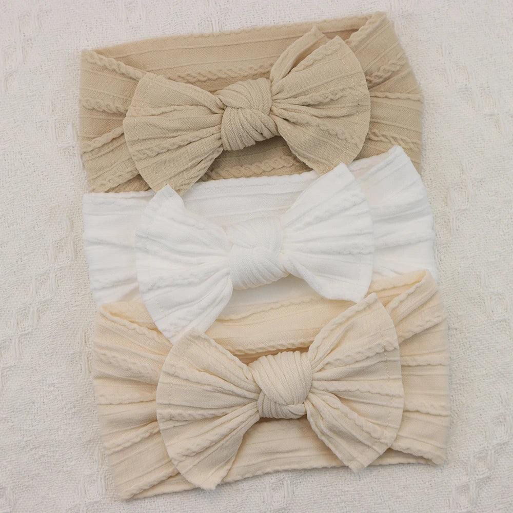 3-Pack Baby Girl Bow Headbands Elastic Turban Hair Accessories