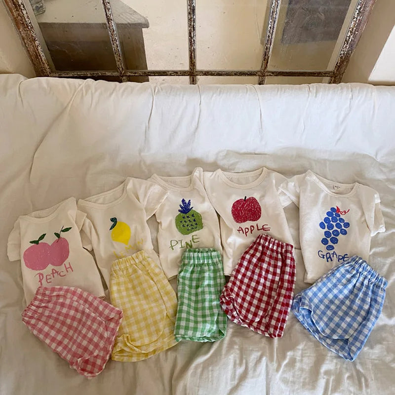 Baby Summer Sleeveless Cotton Pajamas Set Cartoon Nightwear