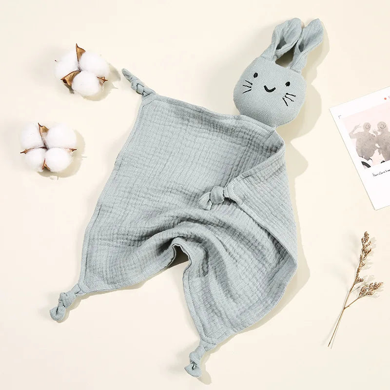 Baby Cotton Muslin Comfort Blanket with Cute Cat Doll