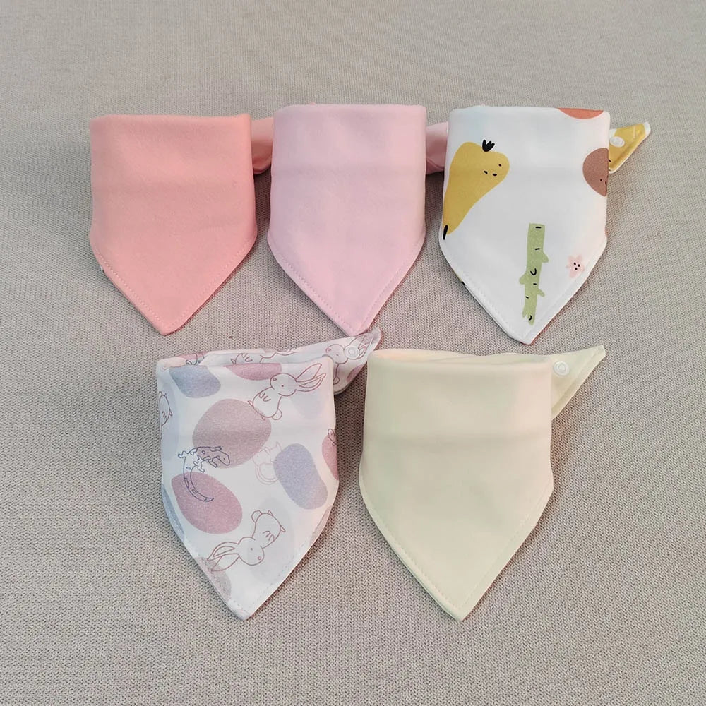 5-Pack Baby Bandana Bibs Cartoon Print Cotton Triangle