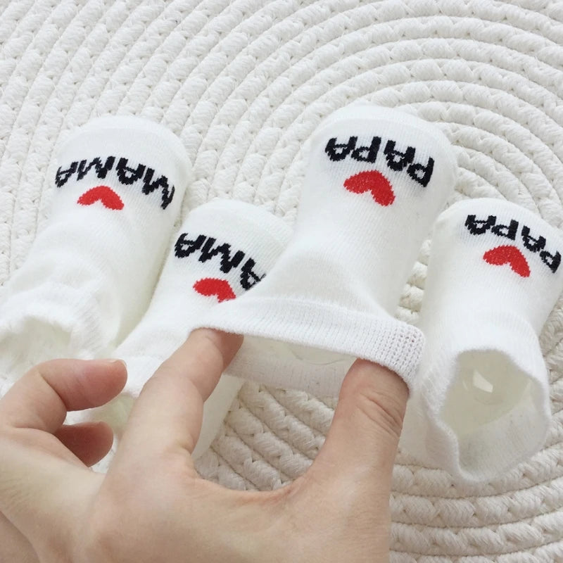 2-Pack Newborn Baby Cotton Crew Socks I Love Mama Papa