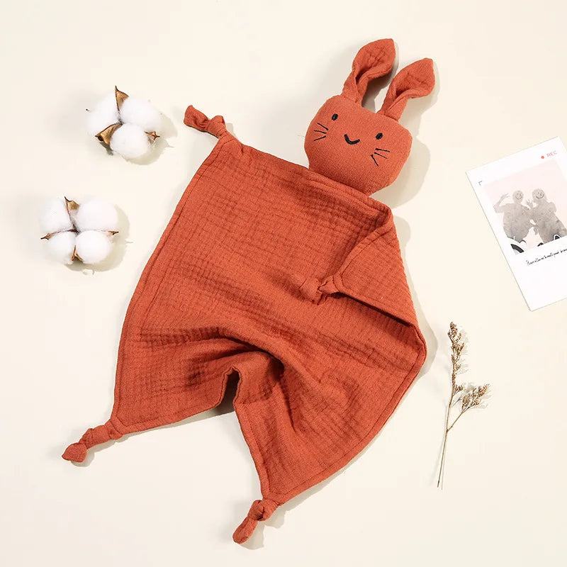 Baby Cotton Muslin Comfort Blanket with Cute Cat Doll