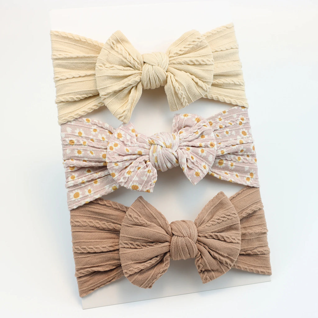 3-Pack Baby Girl Bow Headbands Elastic Turban Hair Accessories
