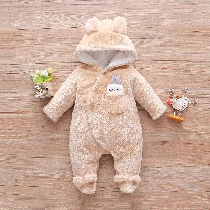 Baby Warm Plush Cartoon Dog Rabbit Crawling Suit 0-2 Years