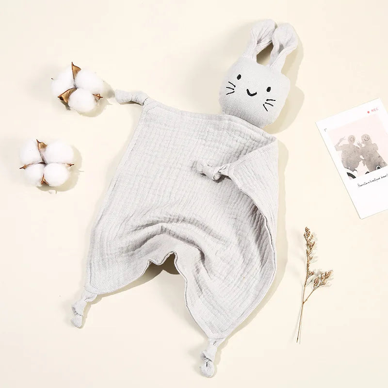 Baby Cotton Muslin Comfort Blanket with Cute Cat Doll