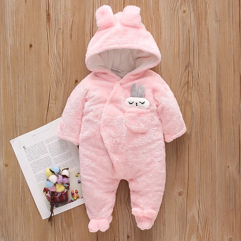 Baby Warm Plush Cartoon Dog Rabbit Crawling Suit 0-2 Years