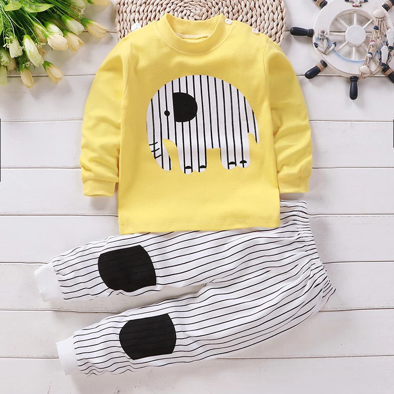 Kids Cotton Autumn Winter Clothing Pants Sleepwear Set Christmas