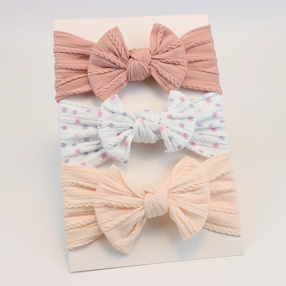 3-Pack Baby Girl Bow Headbands Elastic Turban Hair Accessories