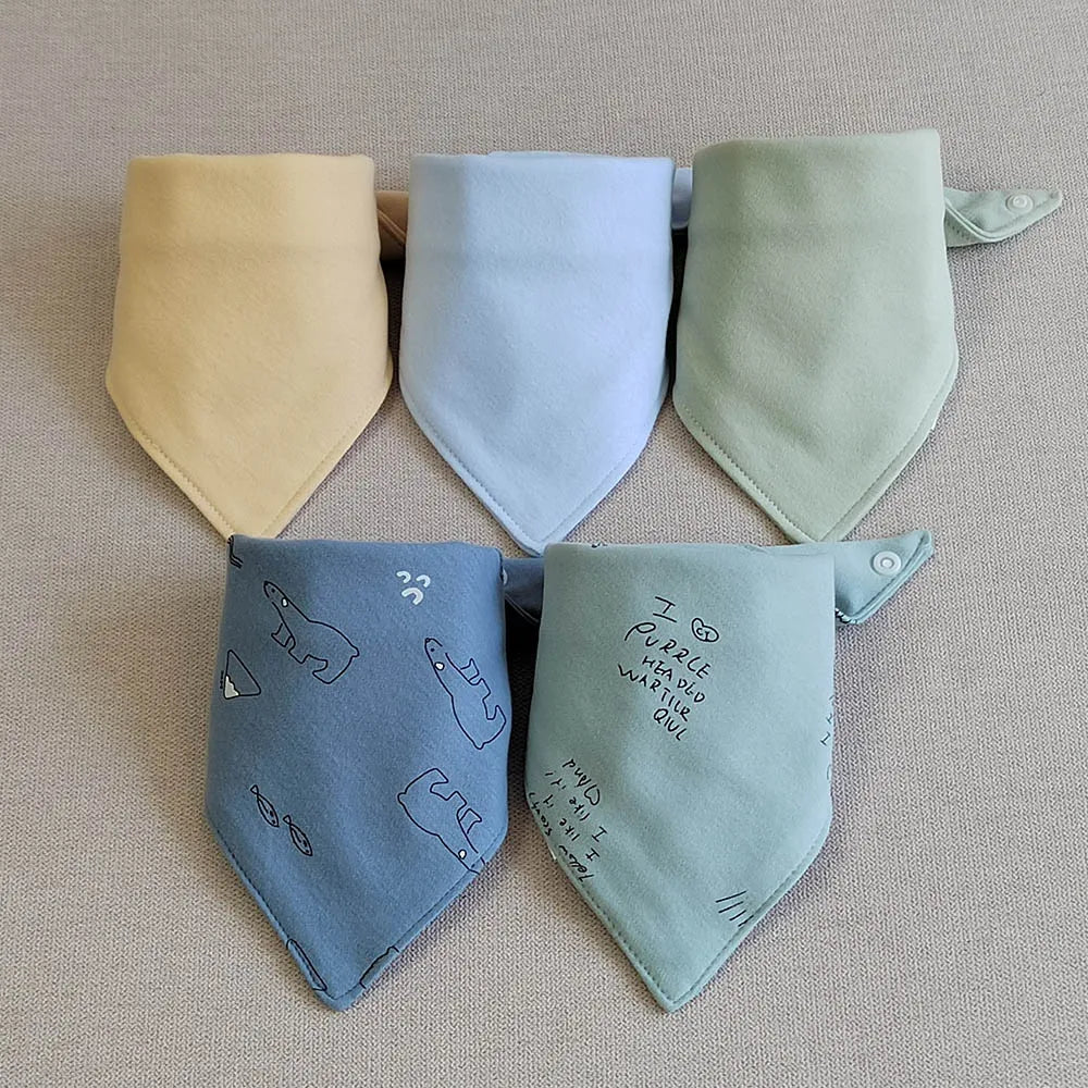 5-Pack Baby Bandana Bibs Cartoon Print Cotton Triangle