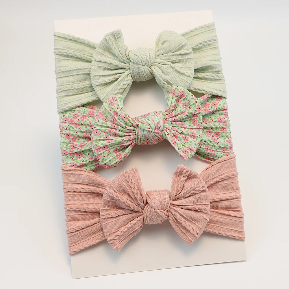 3-Pack Baby Girl Bow Headbands Elastic Turban Hair Accessories