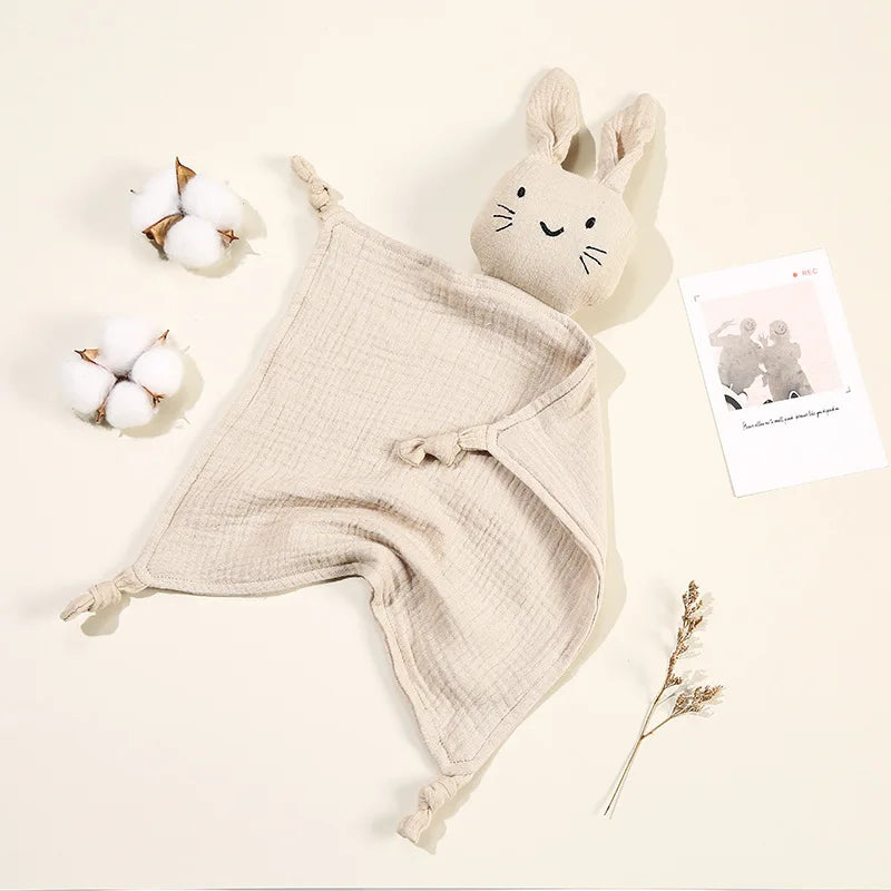 Baby Cotton Muslin Comfort Blanket with Cute Cat Doll